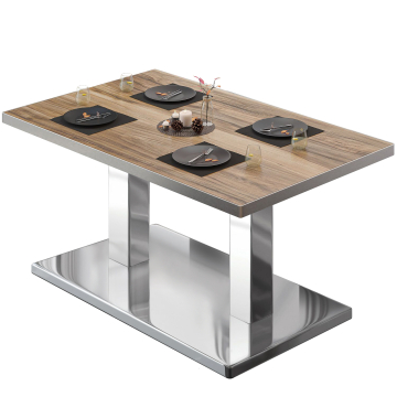 BM | Bistro-loungebord | B:D:H 130 x 80 x 41 cm | Sheesham / rustfrit stål