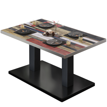 BM | Bistro-loungebord | B:D:H 130 x 80 x 41 cm | Vintage farverig / Sort