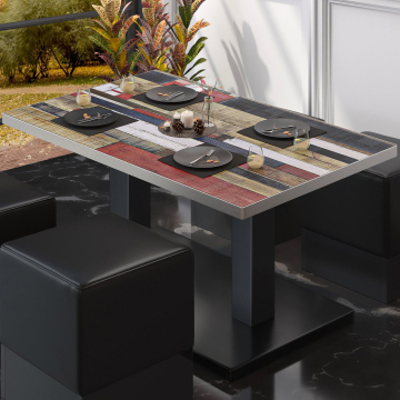 BM | Bistro-loungebord | B:D:H 130 x 80 x 41 cm | Vintage farverig / Sort