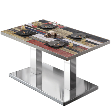 BM | Bistro-loungebord | B:D:H 130 x 80 x 41 cm | Vintagefarvet / rustfrit stål