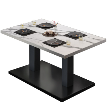 BM | Bistro-loungebord | B:D:H 130 x 80 x 41 cm | Hvid marmor / Sort