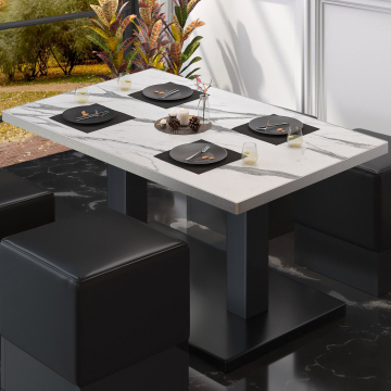 BM | Bistro-loungebord | B:D:H 130 x 80 x 41 cm | Hvid marmor / Sort