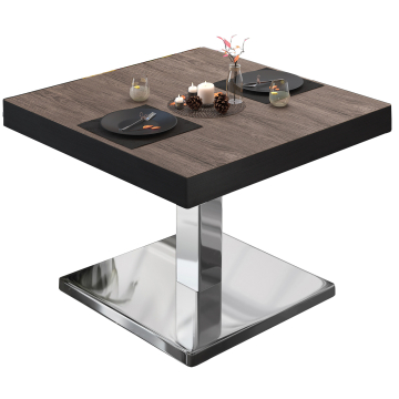 BM | Bistro salongbord | B:D:H 60 x 60 x 41 cm | Lett wenge / rustfritt stål