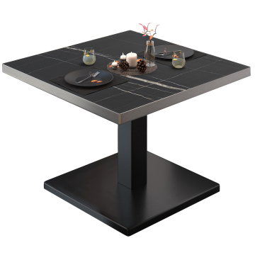BM | Bistro salongbord | B:D:H 60 x 60 x 41 cm | Svart marmor/svart