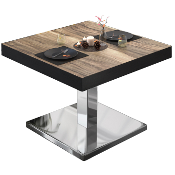 BM | Bistro salongbord | B:D:H 60 x 60 x 41 cm | Sheesham / rustfritt stål