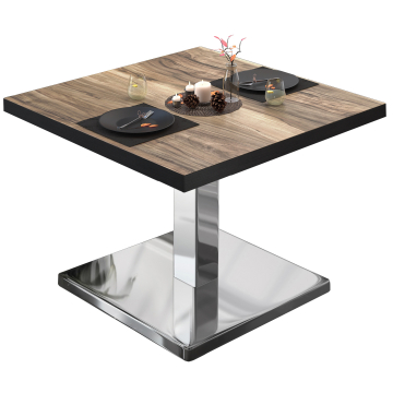BM | Bistro salongbord | B:D:H 60 x 60 x 41 cm | Sheesham / rustfritt stål