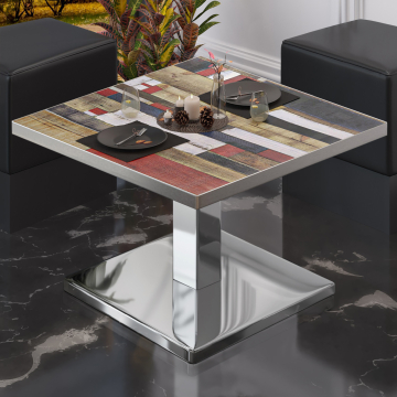 BM | Bistro salongbord | B:D:H 60 x 60 x 41 cm | Vintage fargerikt / rustfritt stål