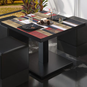BM | Bistro salongbord | B:D:H 60 x 60 x 41 cm | Vintage fargerik / svart