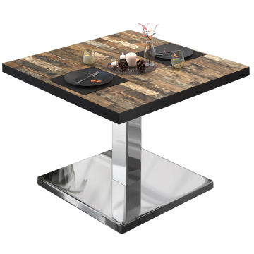 BM | Bistro salongbord | B:D:H 60 x 60 x 41 cm | Vintage gammelt / rustfritt stål