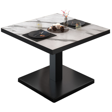 BM | Bistro salongbord | B:D:H 60 x 60 x 41 cm | Hvit marmor/svart