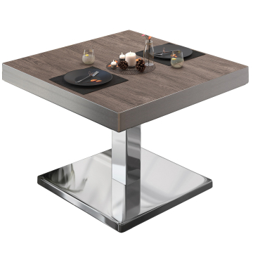 BM | Bistro-loungebord | B:D:H 70 x 70 x 41 cm | Lys wengé / rustfrit stål