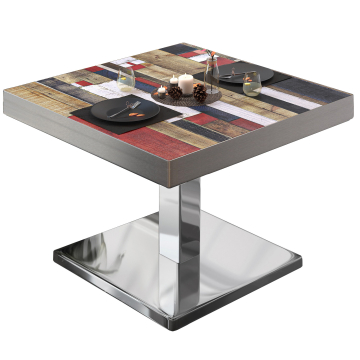 BM | Bistro-loungebord | B:D:H 70 x 70 x 41 cm | Vintagefarvet / rustfrit stål