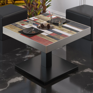 BM | Bistro-loungebord | B:D:H 70 x 70 x 41 cm | Vintage farverig / Sort
