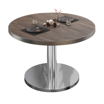 BN | Bistro-loungebord | Ø:H 60 x 36 cm | Lys wengé / rustfrit stål