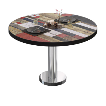 BML | Bistro-loungebord | Ø:H 60 x 39 cm | Vintagefarvet / rustfrit stål