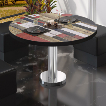BML | Bistro-loungebord | Ø:H 60 x 39 cm | Vintagefarvet / rustfrit stål
