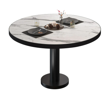 BML | Bistro-loungebord | Ø:H 60 x 39 cm | Hvid marmor / Sort