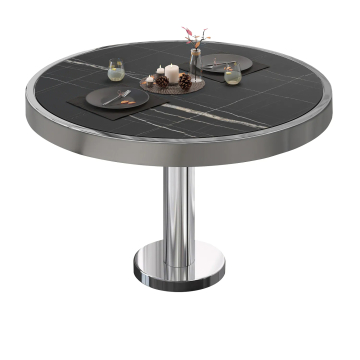 BML | Bistro-loungebord | Ø:H 60 x 41 cm | Sort marmor / rustfrit stål