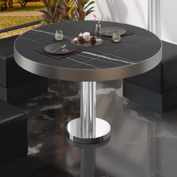 BML | Bistro-loungebord | Ø:H 60 x 41 cm | Sort marmor / rustfrit stål
