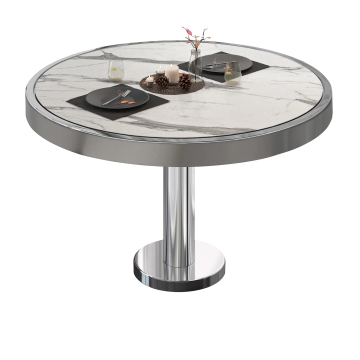 BML | Bistro-loungebord | Ø:H 60 x 41 cm | Hvid marmor / rustfrit stål
