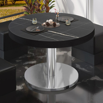 BN | Bistro-loungebord | Ø:H 70 x 36 cm | Sort marmor / rustfrit stål