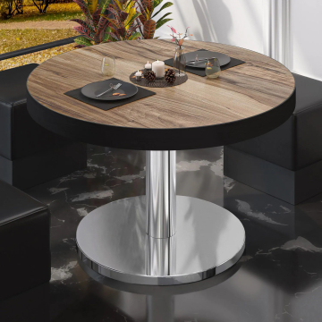 BN | Bistro-loungebord | Ø:H 70 x 36 cm | Sheesham / rustfrit stål