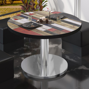 BN | Bistro-loungebord | Ø:H 70 x 36 cm | Vintagefarvet / rustfrit stål