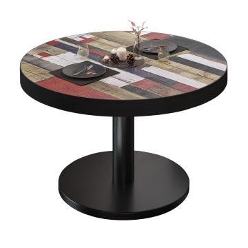 BN | Bistro-loungebord | Ø:H 70 x 36 cm | Vintage farverig / Sort