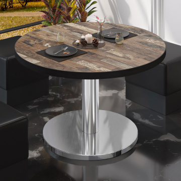 BN | Bistro-loungebord | Ø:H 70 x 36 cm | Vintage Old / rustfrit stål