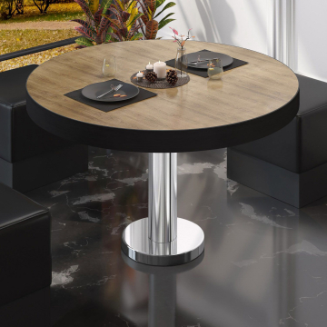BML | Tavolo lounge Bistro | Ø:H 70 x 41 cm | rovere / acciaio inox
