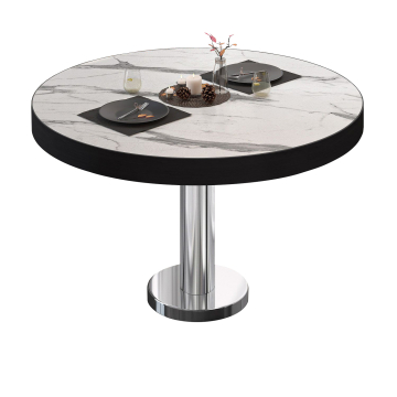 BML | Tavolo lounge Bistro | Ø:H 70 x 41 cm | Marmo bianco / acciaio inox