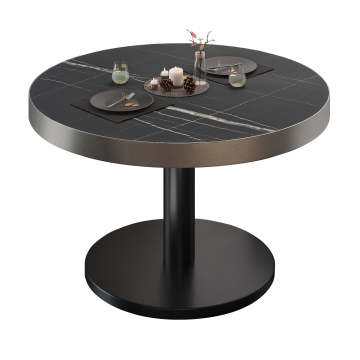 BN | Bistro salongbord | Ø:H 80 x 36 cm | Svart marmor/svart