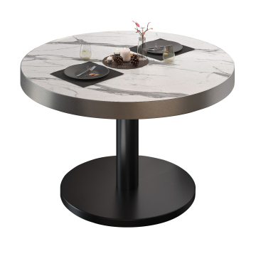 BN | Bistro salongbord | Ø:H 80 x 36 cm | Hvit marmor/svart