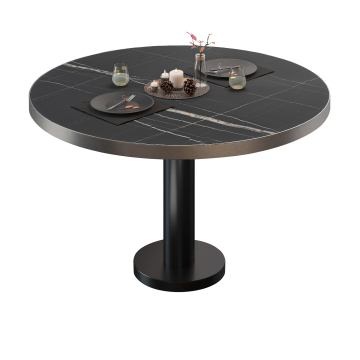 BML | Bistro-loungebord | Ø:H 80 x 38,5 cm | sort marmor / sort