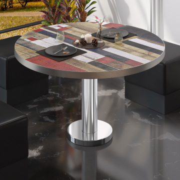 BML | Bistro-loungebord | Ø:H 80 x 39 cm | Vintagefarvet / rustfrit stål
