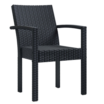 RHODOS | Silla de cafetería de ratán | Negro | Plástico | Apilable