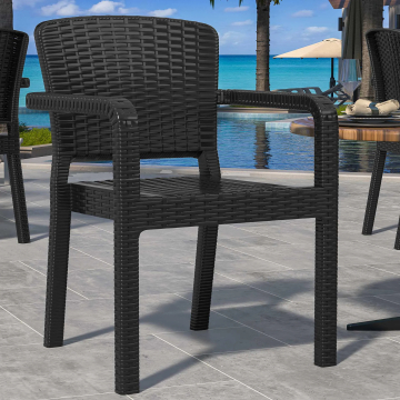 RIO | Silla ratán plástico | Negro | Plástico | Apilable