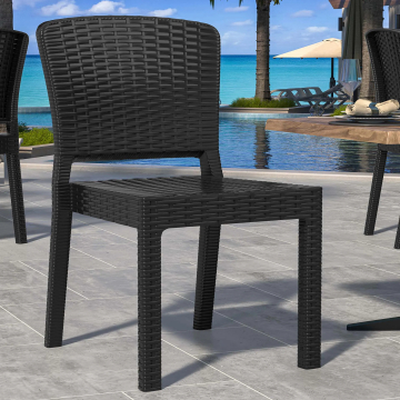 RIO | Silla ratán plástico | Negro | Plástico | Apilable