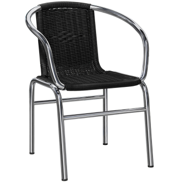 CAPRI | Silla ratán bistro | Negra | Apilable