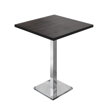 BM | Bistro Stolik | 70 x 70 x 108 cm | Kwadratowy | Czarna krawędź | Wenge / Stal nierdzewna