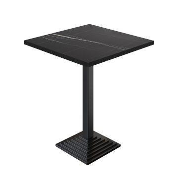 BPY | Bistro Högt Bord | 80 x 80 x 112 cm | Svart Kant | Fyrkantig | Svart Marmor / Svart