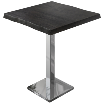 PMD | Bistro Stehtisch Baumkante | B:T:H 80 x 80 x 110 cm | Wenge Svart / Rustfritt stål | Kvadratisk