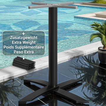 THIAGO | Hoge Tafel Onderstel | Aluminium zwart | 4 voet: Ø 60 cm | Kolom 6 x 106 cm | Extra gewicht