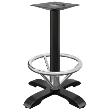 SAN.DIEGO FOOT | Bistro Statafelonderstel | Zwart | 4 Poten: Ø 50 cm | Kolom 7,6 x 105 cm | + Voetring