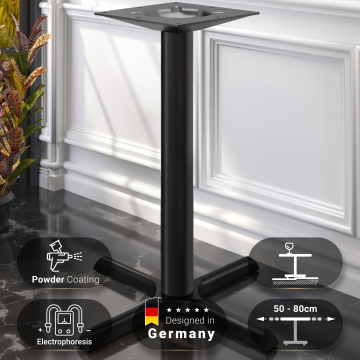 SAN.MARCO | Hoge Tafel Onderstel | Aluminium zwart | 4 voet: Ø 57 cm | Kolom 7,6 x 105 cm