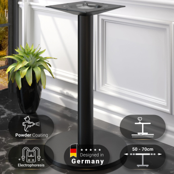 NIZZA | Base tavoli alti | Nero | Piede: Ø 50 cm | Colonna: 7,6 x 105 cm