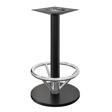 NIZZA FOOT | Base tavoli alti | Nero | Piede: Ø 50 cm | Colonna: 7,6 x 105 cm | con anello per i piedi