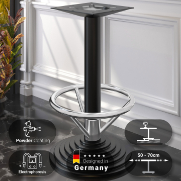 PYRAMIDE | Struttura per tavolo da bistrot | Nero | Base: Ø 45 cm | Colonna: 7,6 x 109 cm | Con anello per i piedi
