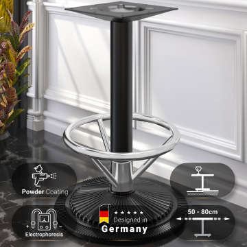 MAXIM FOOT | Base tavoli alti | Nero | Piede: Ø 55 cm | Colonna: 7,6 x 109 cm | con anello per i piedi