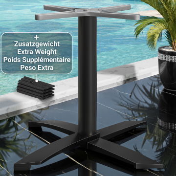 THIAGO | Restaurant Tafelonderstel | Aluminium zwart | 4 voet: Ø 60 cm | Kolom 6 x 73 cm | Zwart